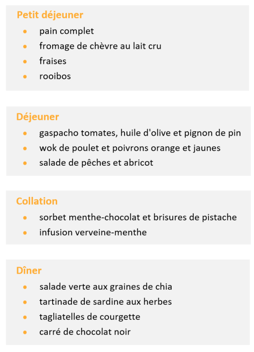 menus été
